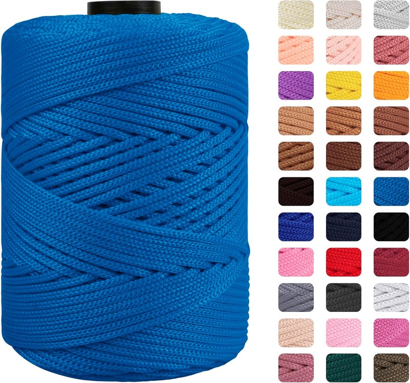 CAMAL Polypropylene Cord 3mm 185 Yards Colorful Polyester Yarn Handmade Knitting Thread Macrame Cord 3mm for Crochet Bags, DIY Crafts, Plant Hangers, Making Macrame Project(Lake Blue) - Image 1